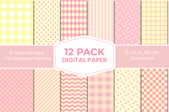 Download Yellow Pink Pastel Digital Paper Pack 12 - Paper pack Collection
