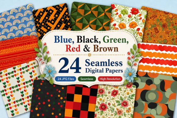 Download Blue, Black, Green, Red &amp; Brown Patterns - Brown Collection