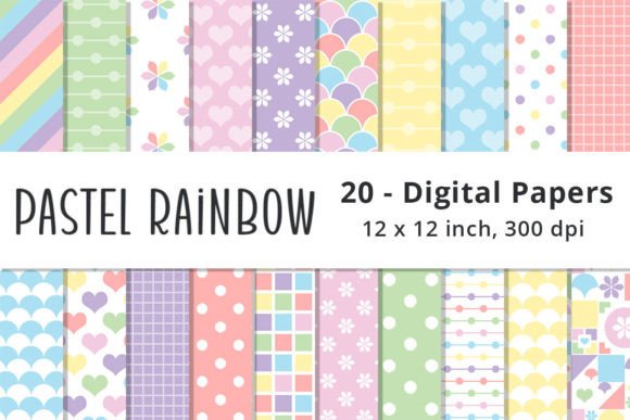 Download Rainbow Color Pastel Digital Paper Pack - Paper pack Collection