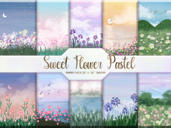 Download Sweet Flower Pastel Digital Paper Pack - Paper pack Collection