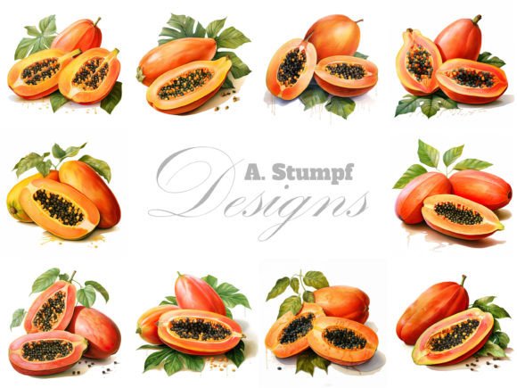 Download Papaya Clipart Watercolor Fruit Bundle - Papaya Collection