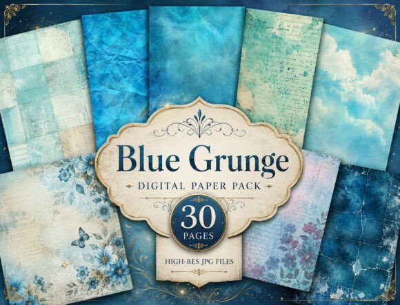 Download Dark Blue Watercolor Digital Paper Pack - Paper pack Collection