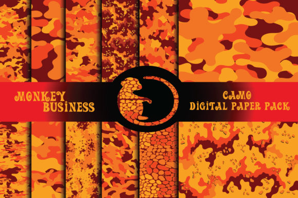 Download Orange Camo Digiral Paper Pack, Scrapbook - Paper pack Collection